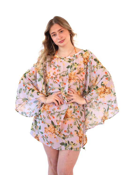 Kaftan Classic okrový květ